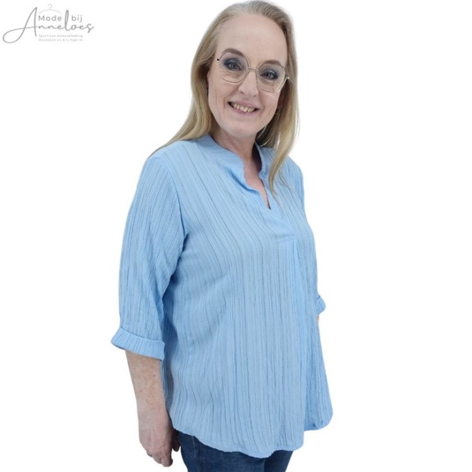 Z FOS Blouse 3/4 mouw boomschors - Licht blauw